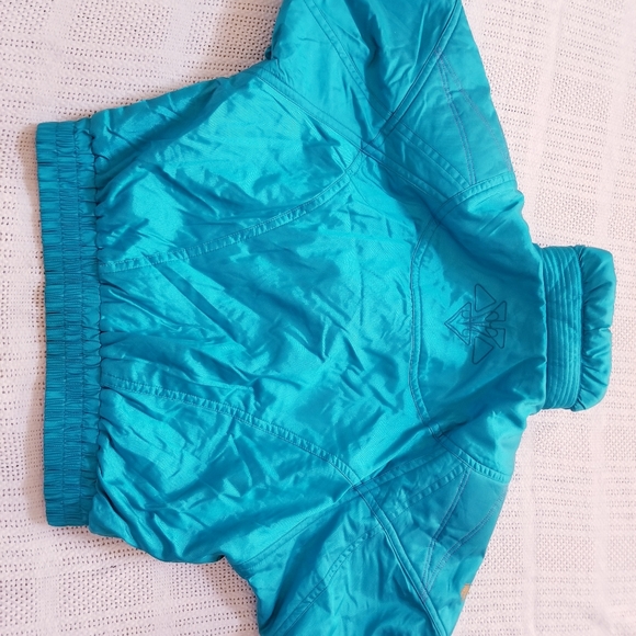 VINTAGE DESCENTE WOMEN DISCO RETRO SNOW SKI  CYAN  JACKET SIZE 12 - Picture 7 of 10